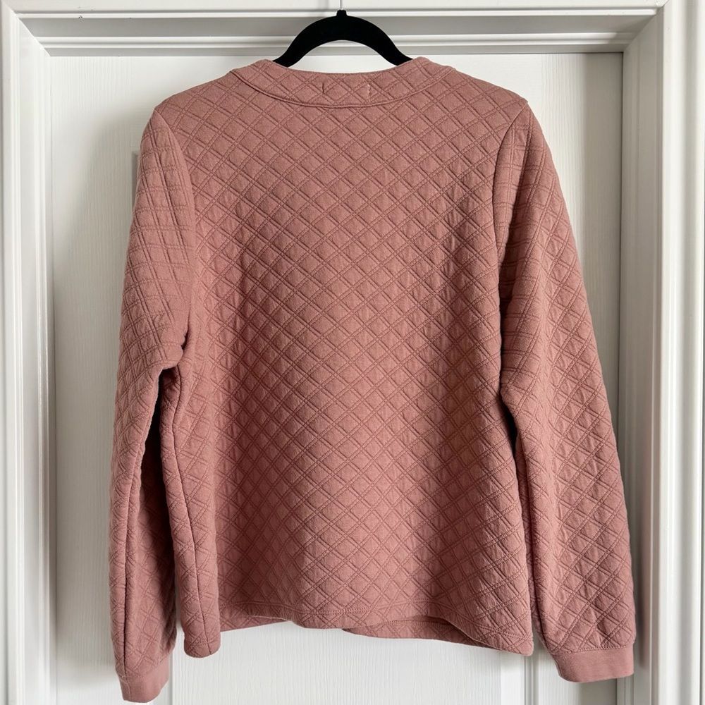 Madewell (Re)sourced Quilted Crop Cardigan Sweatshirt Faded Mauve Size L - Picture 4 of 10